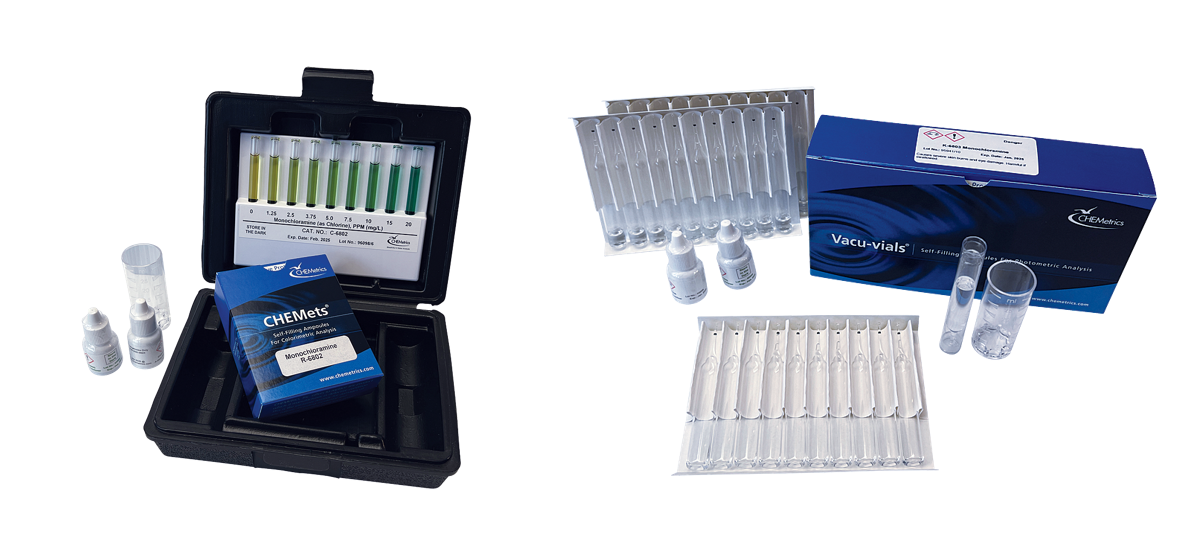 Phân tích nước Test kit kiểm tra nhanh Monochloramine trong nước – Chemetrics USA  K-6803 và Chemetrics K-6802