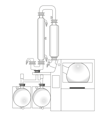 Các loại bộ thủy tinh hay hệ thống ngưng tụ condenser khác nhau trên máy cô quay công suất lớn 20L công nghiệp